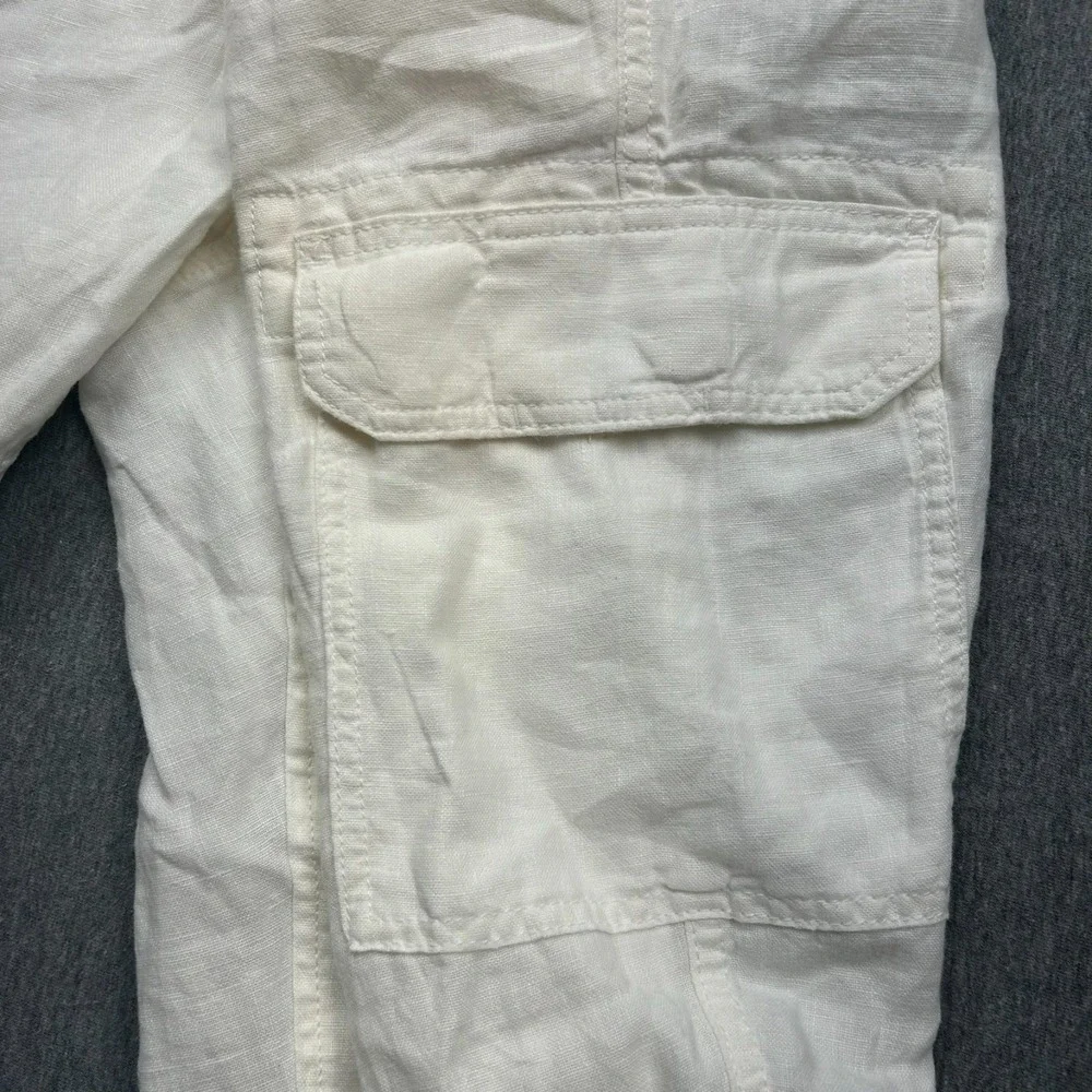 Caribbean Roundtree & Yorke Linen Cargo Pants Mens 44x30 Big Man White Beach NEW
